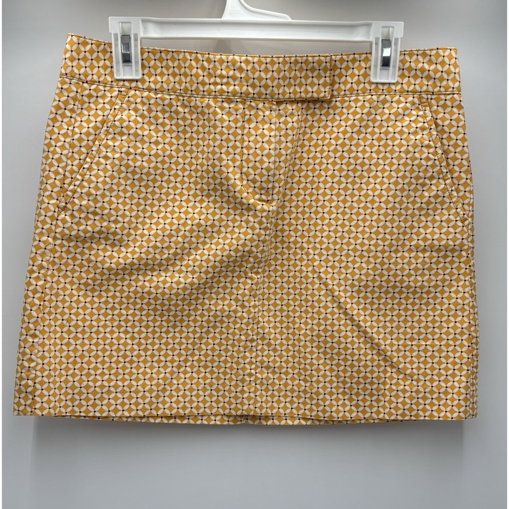 J.Crew Womens Yellow Geometric Print Mini Skirt‎ Size 8 Cotton Casual